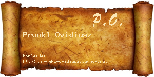 Prunkl Ovidiusz névjegykártya